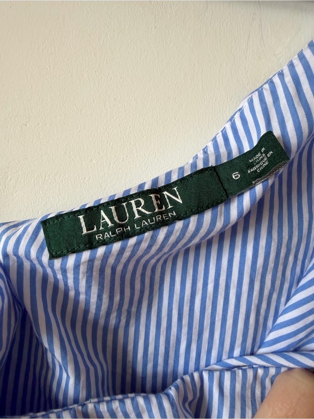 Ralph Lauren Blue & White Striped One-Shoulder Ruffle Top - Picture 3 of 4